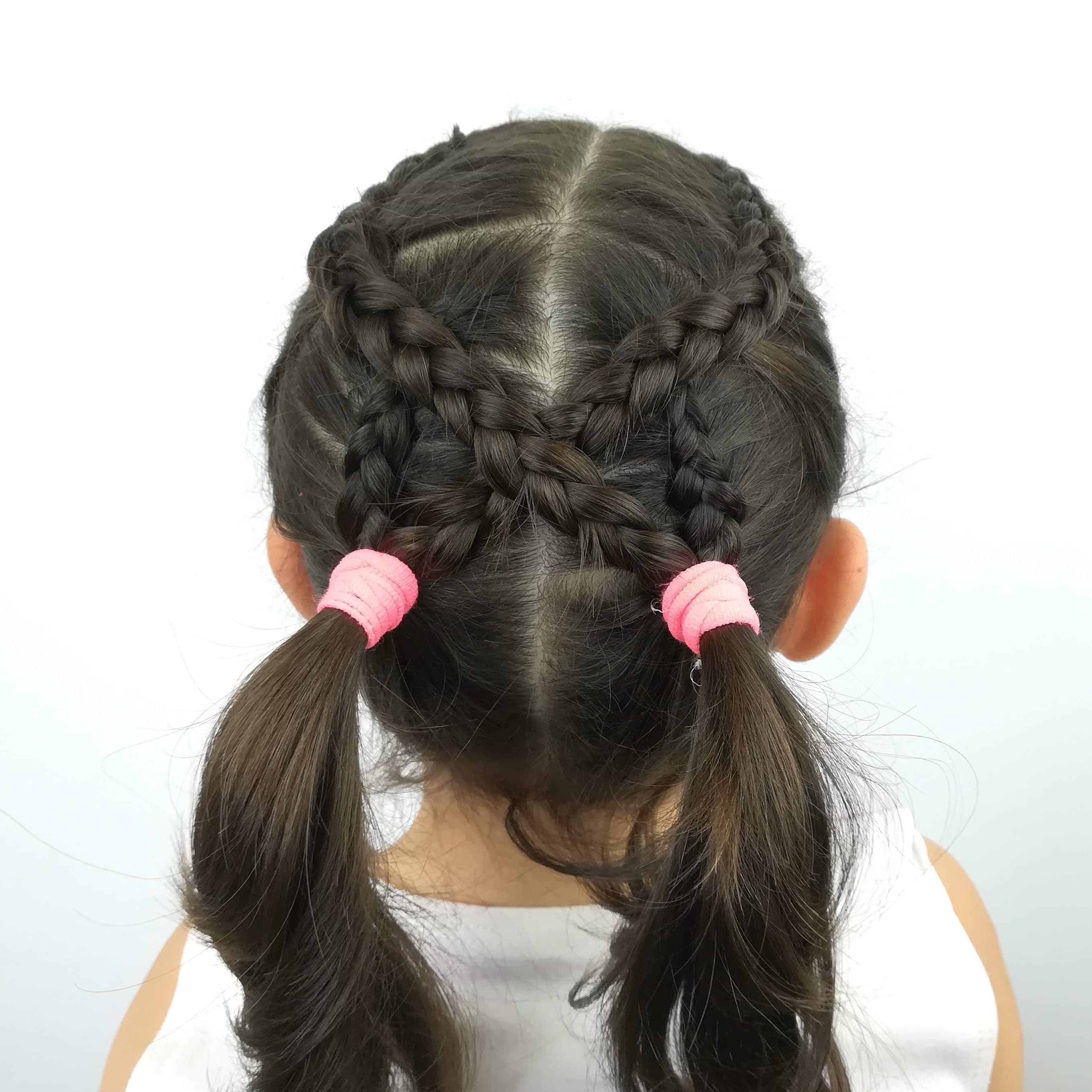 Trenzas cruzadas con coletas para el colegio