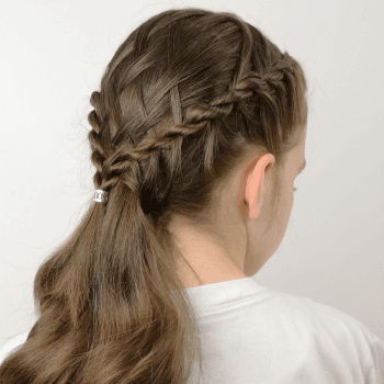 Bonito peinado con trenza de cordón o rope twisted braid
