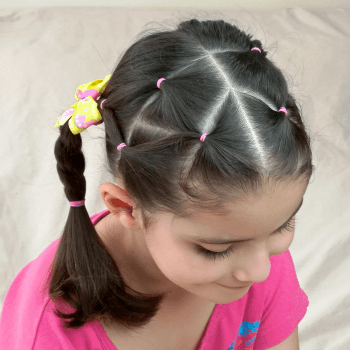 Peinado con ligas y trenzas simples, bonito y fácil